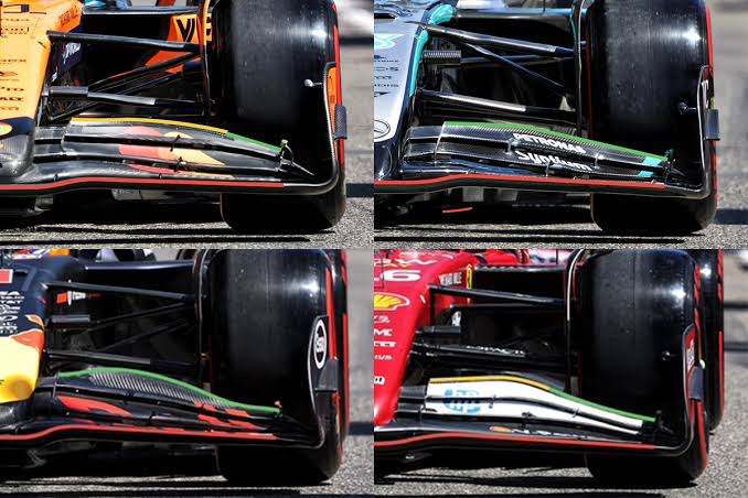 JUST NOW: Ferrari and Red Bull have implemented updates to their front wing designs.